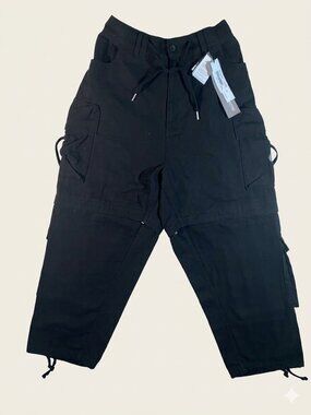 NWT RE730 Multi-Pocket 2-Way Detachable Zip-Off Cargo Pants - Black